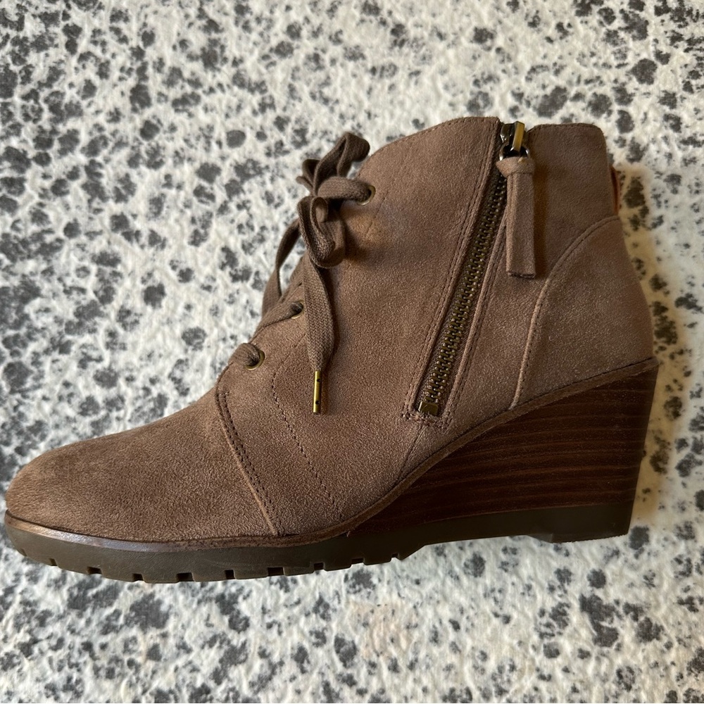 Dr. Scholl's Brown Suede Wedge Ankle Boots